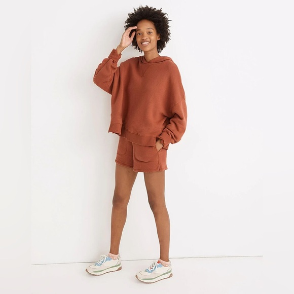 Madewell MWL Airyterry Hoodie Shorts Sweat Set in Red - Picture 11 of 12